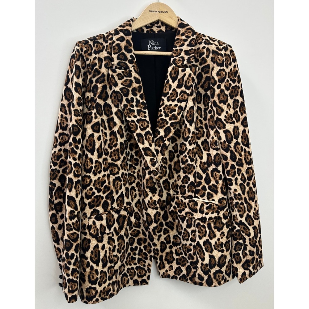 Nina Parker Leopard Animal Print Blazer Jacket Career Office Chic Plus Size 2X - Picture 11 of 11